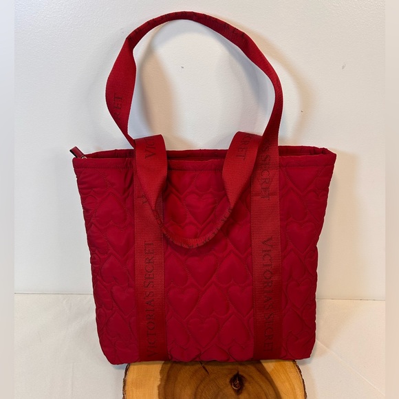 Victoria's Secret Handbags - Victoria's Secret Red Heart Valentine's Day Victoria Puffy Tote Overnight Bag
